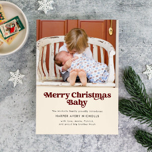 Anuncio de nacimiento Cream Merry Christmas Baby