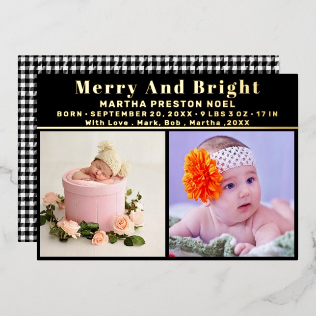 Anuncio de nacimiento de 3 Navidades de fotografía (Anverso/Reverso)