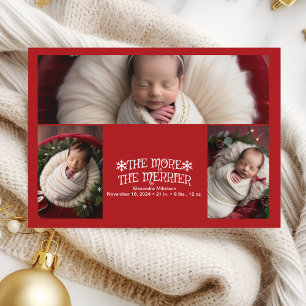 Anuncio de nacimiento de 3 Navidades fotográficos
