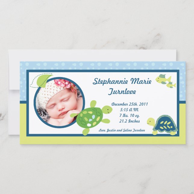 Anuncio de nacimiento de 4x8 foto Tortuga Arrecife (Anverso)