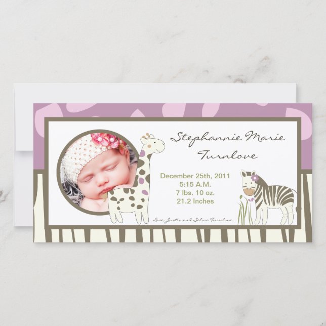 Anuncio de nacimiento de 4x8 fotos Jacana niña sel (Anverso)