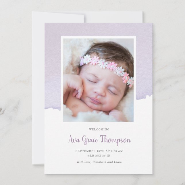 Anuncio de nacimiento de acuarela (Anverso)