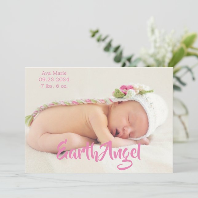 Anuncio de nacimiento de Angel, Chica de fotografí (Anverso de pie)