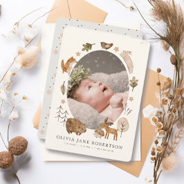 Anuncio de nacimiento de animales de Boho Woodland