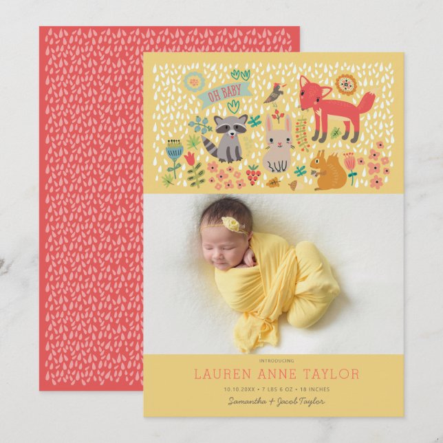 Anuncio de nacimiento de animales de Woodland Reci (Anverso / Reverso)