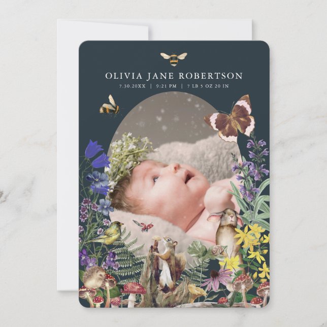 Anuncio de nacimiento de animales y flores silvest (Anverso)