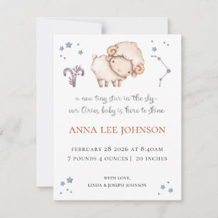 Anuncio de nacimiento de Aries Zodiaco