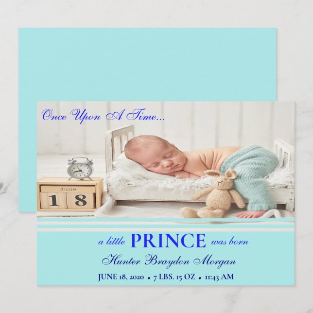 Anuncio de nacimiento de Baby Blue Overlay (Anverso / Reverso)