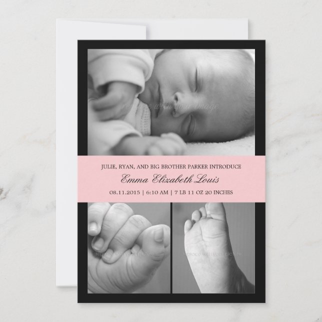 Anuncio de nacimiento de banda eterna - rosa (Anverso)