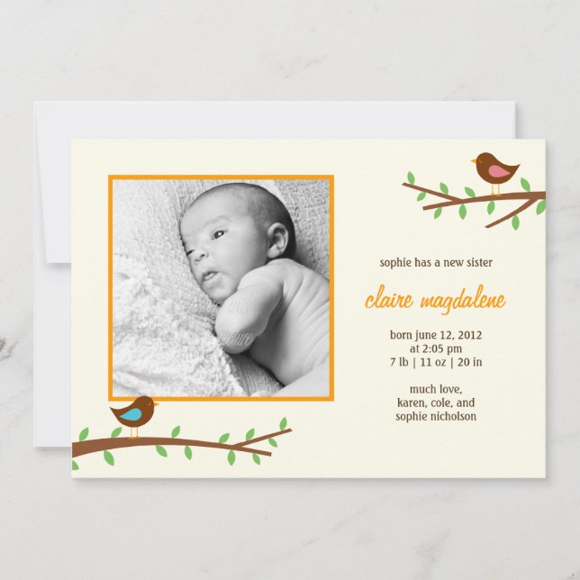 Anuncio de nacimiento de bebé (Anverso)