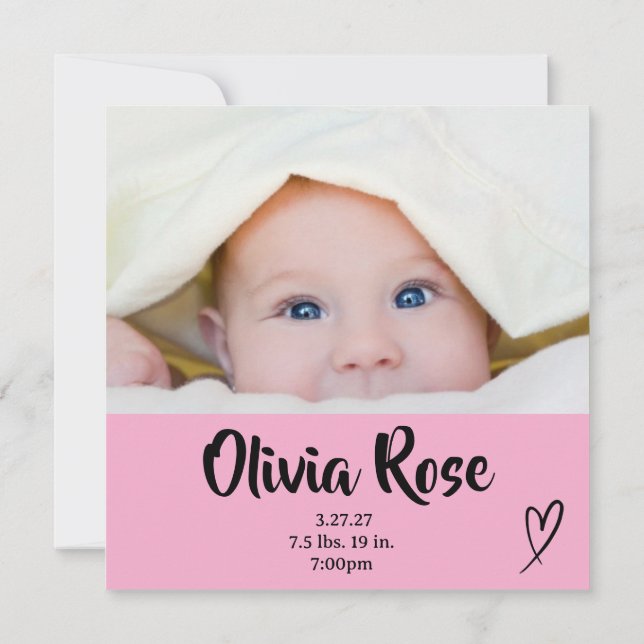 Anuncio de nacimiento de bebé (Reverso)