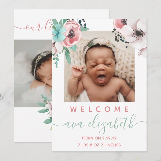 Anuncio de nacimiento de bebé (Anverso / Reverso)