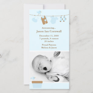 Anuncio de nacimiento de bebé azul