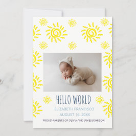 Anuncio de Nacimiento de Bebé Boho Sol Hola Mundo