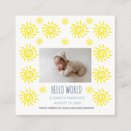 Anuncio de Nacimiento de Bebé Boho Sol Hola Mundo