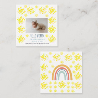 Anuncio de Nacimiento de Bebé Boho Sol Hola Mundo