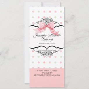 Anuncio de nacimiento de bebé - Bow Dot Swirl