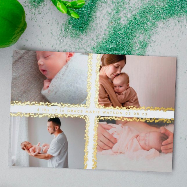 anuncio de nacimiento de bebé con collage de fotos (Subido por el creador)