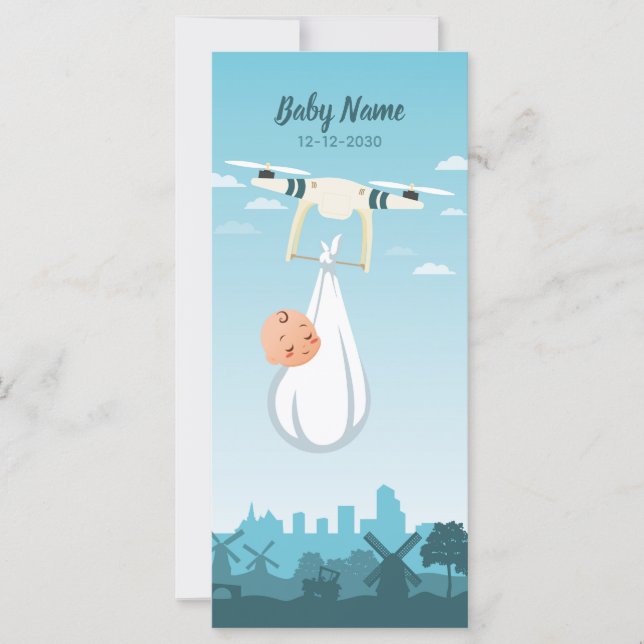 Anuncio de nacimiento de bebé con drones (Anverso)