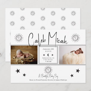 Anuncio de nacimiento de bebé con foto antigua del