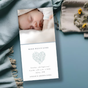 Anuncio de nacimiento de bebé con foto de corazón 