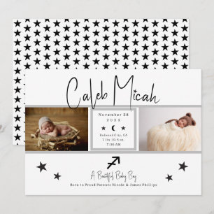 Anuncio de nacimiento de bebé con foto de estrella