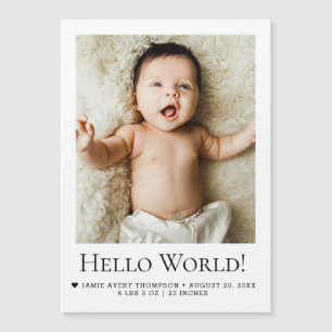 Anuncio de nacimiento de bebé con foto de Hello wo