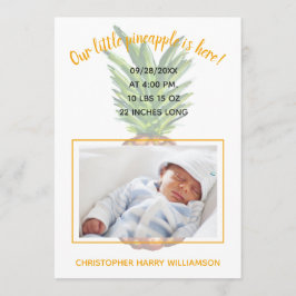 Anuncio de nacimiento de bebé con foto de Piña Tro