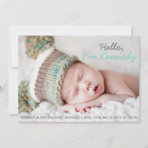 Anuncio de nacimiento de bebé con foto escrita a m