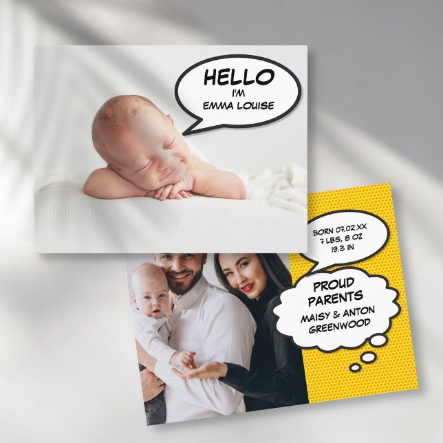 Anuncio de nacimiento de bebé con foto simple mode (Simple Modern Photo Baby Birth Announcement)