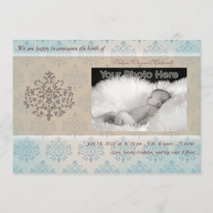 Anuncio de nacimiento de bebé de árbol azul