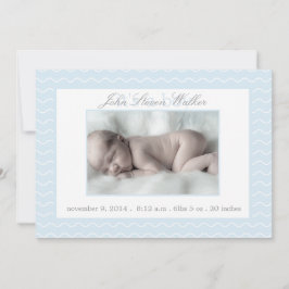 Anuncio de nacimiento de bebé de Chevron azul y bl