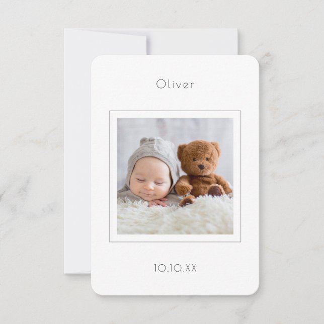 Anuncio de nacimiento de bebé de foto contemporáne (Anverso)
