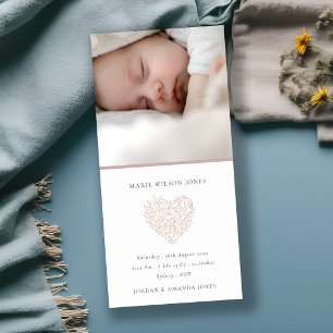Anuncio de nacimiento de bebé de foto de corazón f