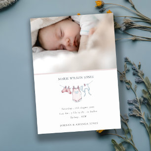 Anuncio de nacimiento de bebé de la línea de ropa 