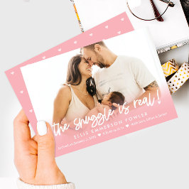 Anuncio de nacimiento de bebé divertido de acurruc