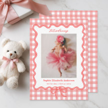 Anuncio de Nacimiento de Bebé en Cuadro de Gingham