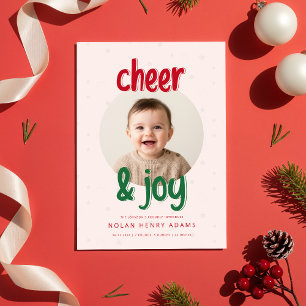 Anuncio de nacimiento de bebé en Navidad con alegr