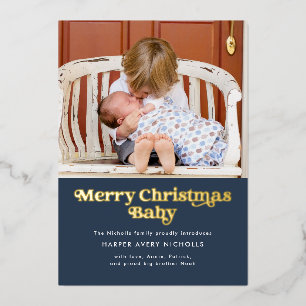 Anuncio de nacimiento de bebé en Navidad con papel