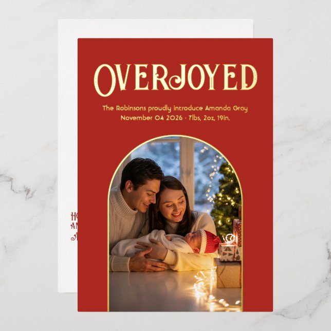 Anuncio de nacimiento de bebé en Navidad con tono  (Anverso/Reverso)