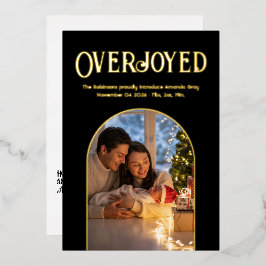 Anuncio de nacimiento de bebé en Navidad en negro