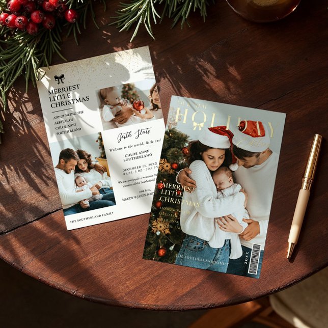 Anuncio de nacimiento de bebé en nuestra nueva edi (Our New Holiday Edition Baby Birth Announcement)