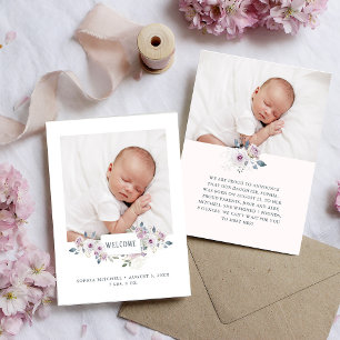 Anuncio de nacimiento de bebé   Foto de Floral emb
