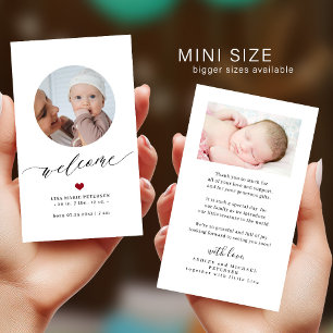 Anuncio de nacimiento de bebé foto tamaño MINI