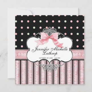 Anuncio de Nacimiento de Bebé - French Bow Dot Swi