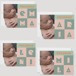 Anuncio de nacimiento de bebé niña de 4 letras