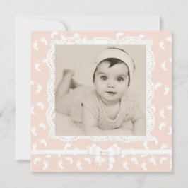 Anuncio de nacimiento de bebé niña de color rosa