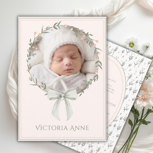 Anuncio de Nacimiento de Bebé Niña Rosa Elegante V (Subido por el creador)
