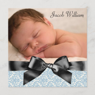 Anuncio de nacimiento de bebé niño azul negro Foto