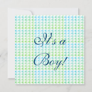 Anuncio de nacimiento de bebé niño azul y verde